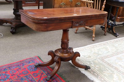 Lot 1221 - A Regency Mahogany Fold-over Card Table,...