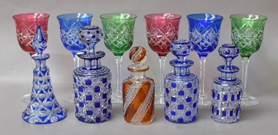 Lot 149 - Four Various Blue Flashed Cut Glass Scent...