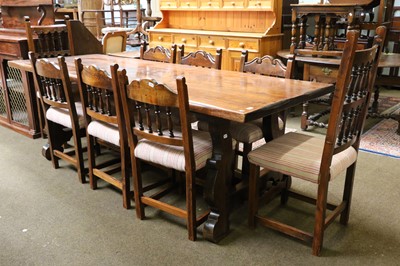 Lot 1241 - A Pine Refrectory Style Dining Table, on flat...