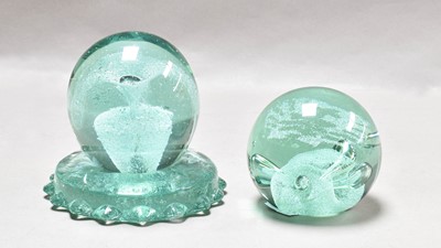 Lot 211 - Two Green Glass Dumps, 19th century, 11cm and...
