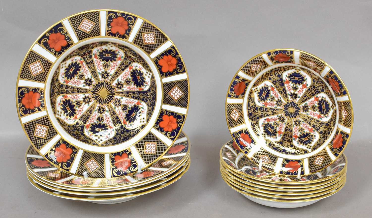 Lot 182 Five Royal Crown Derby Imari Soup Plates lot-182-five-royal-crown-derby-imari-soup-plates