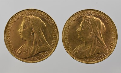 Lot 326 - 2 x Victoria, Sovereigns 1899 and 1900P,...