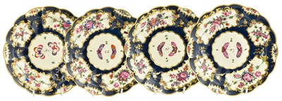 Lot 221 - A Set of Four Worcester Porcelain Soup Plates,...