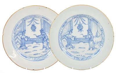 Lot 238 - A Pair of English Delft Plates, circa 1760,...