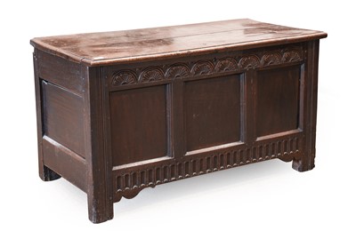 Lot 746 - A Joined Oak Chest, circa 1700, the hinged lid...