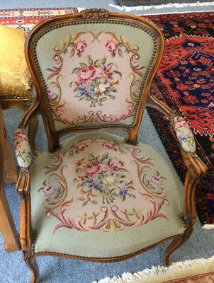 Lot 1150 - A Pair of 20th century French walnut Fauteuils,...