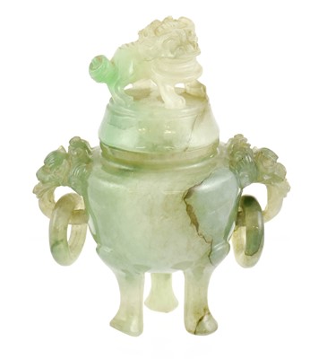 Lot 227 - A Chinese Jade Censer and Cover, of ovoid form...