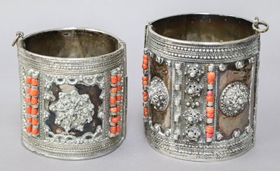 Lot 185 - Two Ottoman Silver and Coral Bangles, One with...