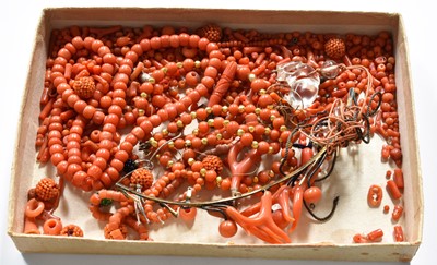 Lot 421 - A Collection of Coral Beads, Baroque Pearls...