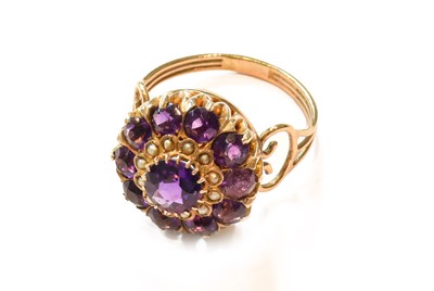 Lot 378 - An Amethyst and Split Pearl Cluster Ring,...