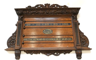 Lot 823 - A Victorian Carved Oak Billiard Score Board,...