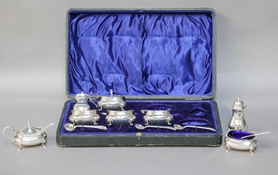 Lot 203 - An Edward VII Cased Silver Condiment Set, by...