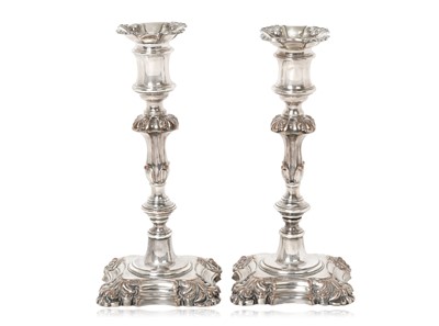Lot 2136 - A Pair of Silver Plate Candlesticks