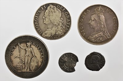 Lot 192 - Mixed Lot, comprising: George II halfcrown...