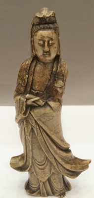 Lot 197 - A Chinese Soapstone Figure of Guanyin, Qing...