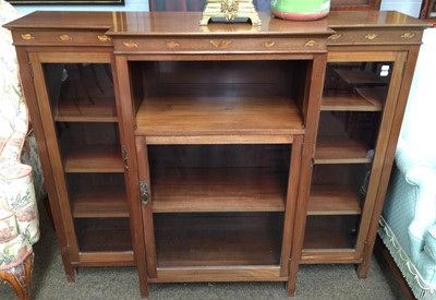 Lot 1290 - An Arts & Crafts Mahogany Breakfront Bookcase,...