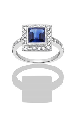 Lot 2357 - An 18 Carat White Gold Sapphire and Diamond...