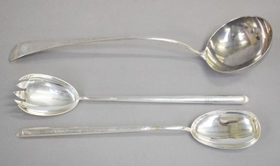 Lot 133 - A George III Silver Soup-Ladle and a Pair of...