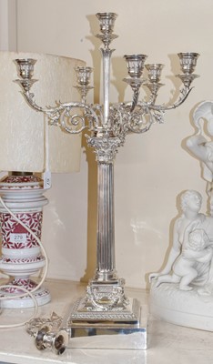 Lot 67 - A Silver Plate Seven Light Candelabrum, by...