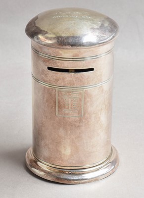 Lot 4 - A George V Novelty Silver Money-Box, by Atkin...
