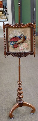 Lot 1170 - A Victorian Rosewood Polescreen, circa 1860,...