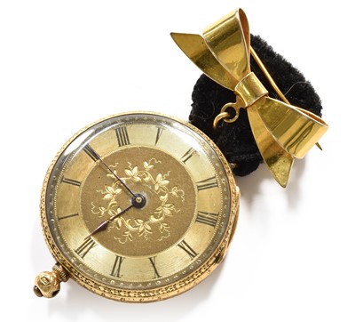 Lot 101 - A Lady's Fob Watch, circa 1890, case stamped 18k