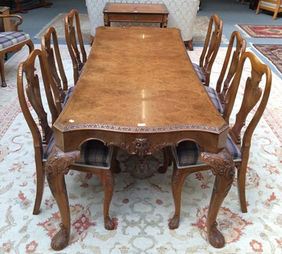 Lot 1156 - A Burr Walnut Dining Room Suite, comprising a...