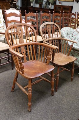 Lot 1272 - Two Ash and Elm Windsor Chairs, 19th century,...