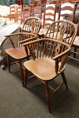 Lot 1274 - Two Ash and Elm Windsor Chairs, 19th century,...