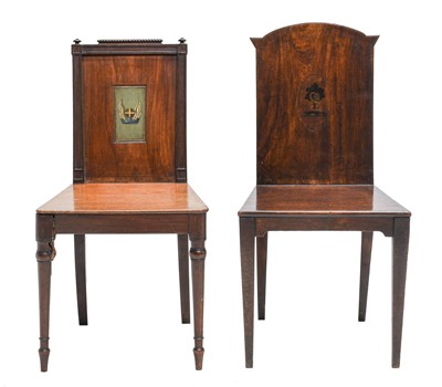 Lot 818 - A Set of Three Regency Mahogany Hall Chairs,...