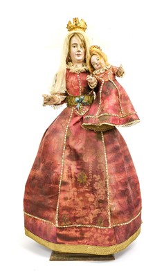 Lot 376 - A Spanish Painted and Carved Wood Mother and...