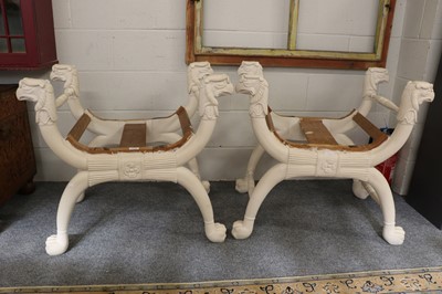 Lot 1179 - A Pair of Empire Style X-form Stool Frames,...