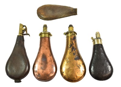 Lot 2427 - Two 19th Century Copper Powder Flasks by Sykes,...