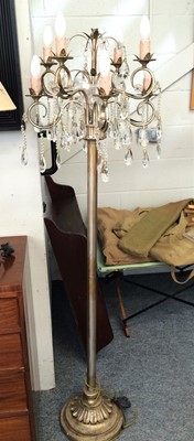 Lot 1138 - A Modern Cut Glass Eight Branch Standard Lamp...