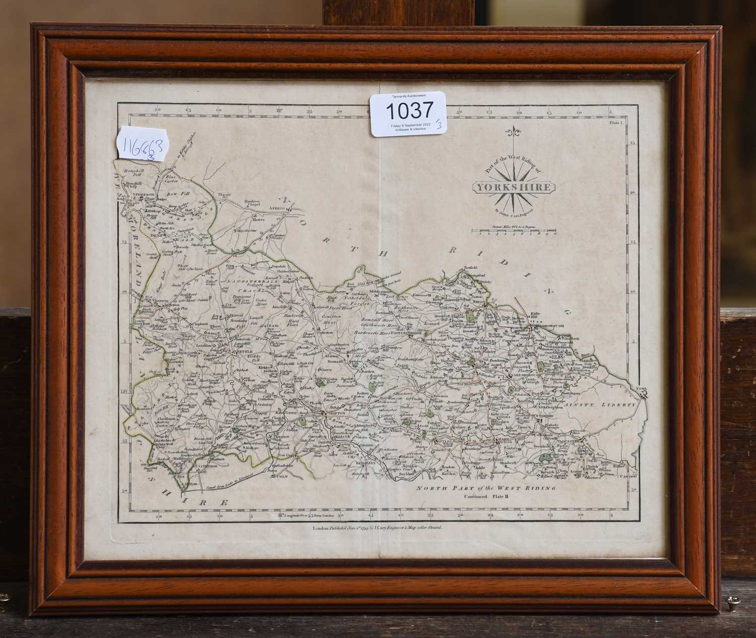 Lot 1037 - Robert Morden, map of Durham, J.Ellis map of...