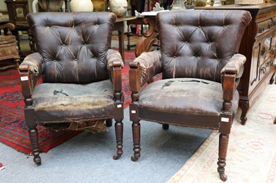 Lot 1231 - A Pair of Late Victorian Mahogany Framed Club...