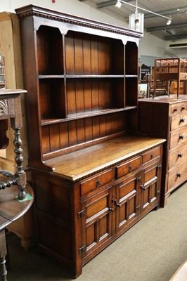 Lot 1187 - A Reproduction Oak Dresser and Rack, with...