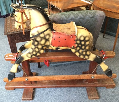 Lot 1192 - A Victorian Rocking Horse, painted in dapple...