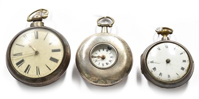 Lot 441 - A Silver Pair Cased Verge Pocket Watch, signed...