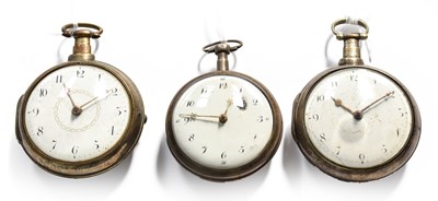 Lot 446 - A Silver Pair Cased Verge Pocket Watch, signed...