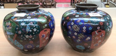 Lot 294 - A Pair of Japenese Meji Period Cloisonne Vases,...