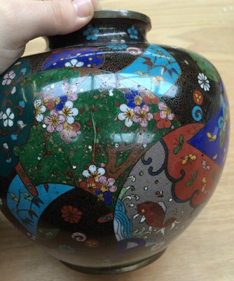 Lot 294 - A Pair of Japenese Meji Period Cloisonne Vases,...