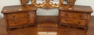 Lot 1134 - A Pair of Figured Walnut Miniature Two Drawer...