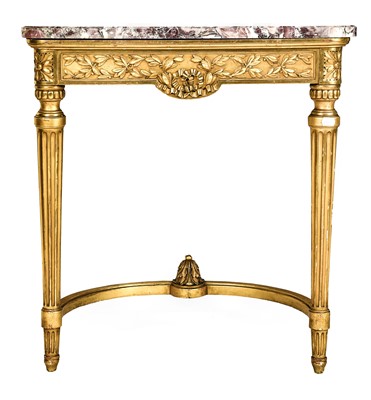 Lot 826 - A Late 19th Century Carved Giltwood and Marble-...