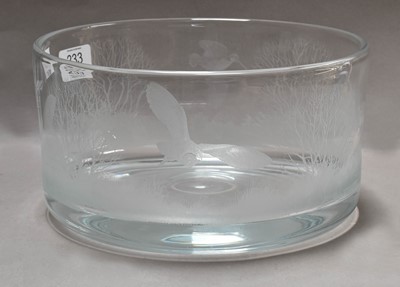 Lot 233 - An Etched Studio Glass Bowl, decorated with a...