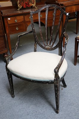 Lot 1173 - A Painted Hepplewhite Armchair, late 18th century