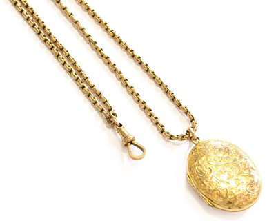 Lot 218 - A Locket on Chain, pendant length 4.0cm, chain...