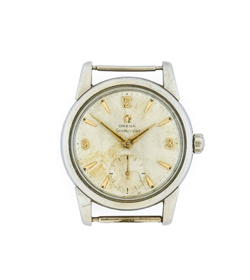 Lot 2192 - Omega: A Stainless Steel Wristwatch, signed...