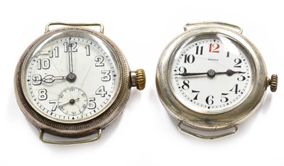 Lot 440 - Two Early Silver Enamel Dial Wristwatches