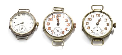 Lot 434 - Three Early Enamel Dial Wristwatches (3)